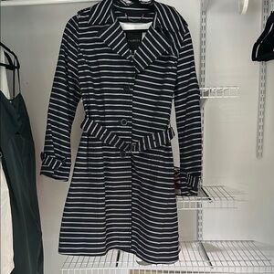 Talbots Black and White Striped Coat